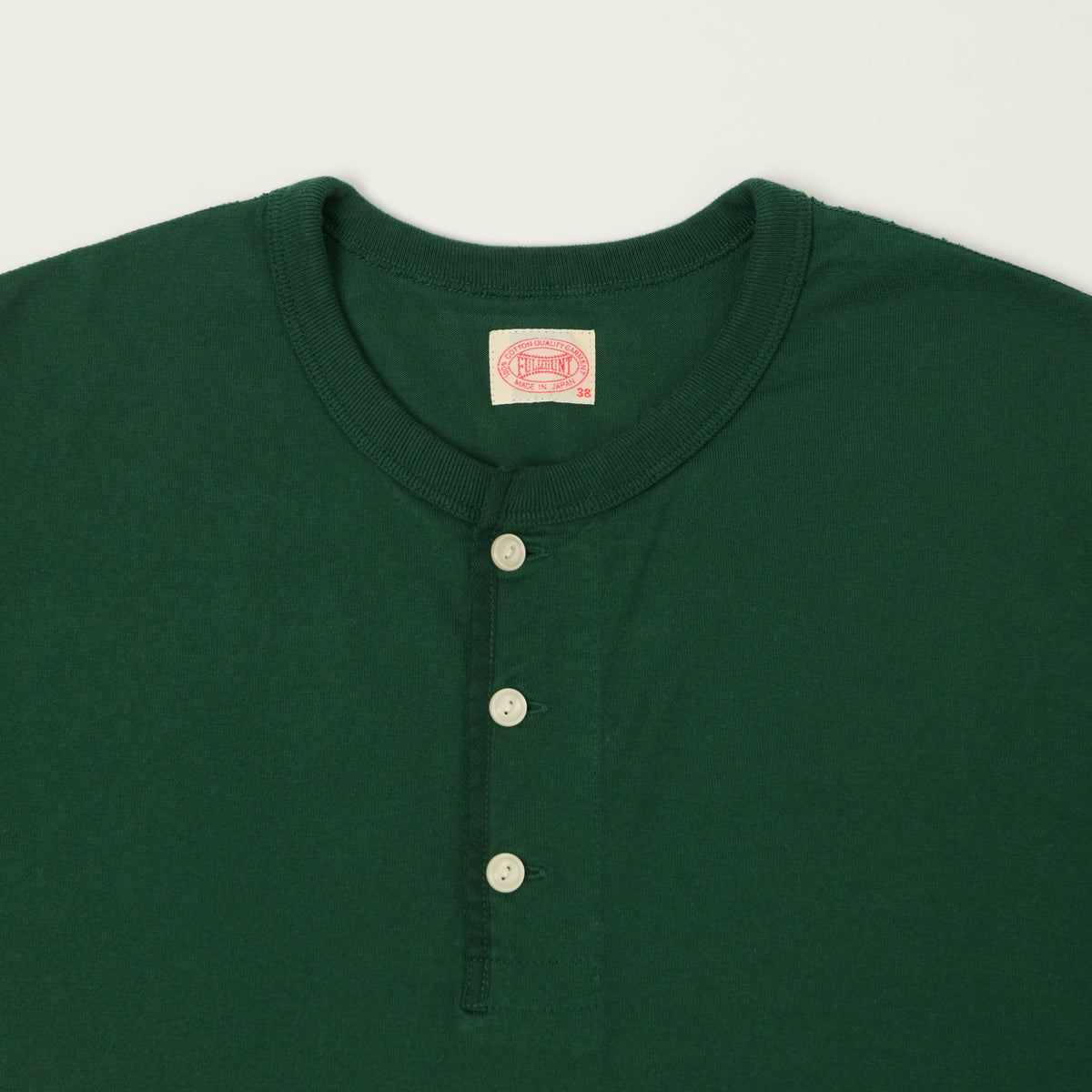 FULLCOUNT 5222H Flat Seam Heavyweight Henley - Dark Green