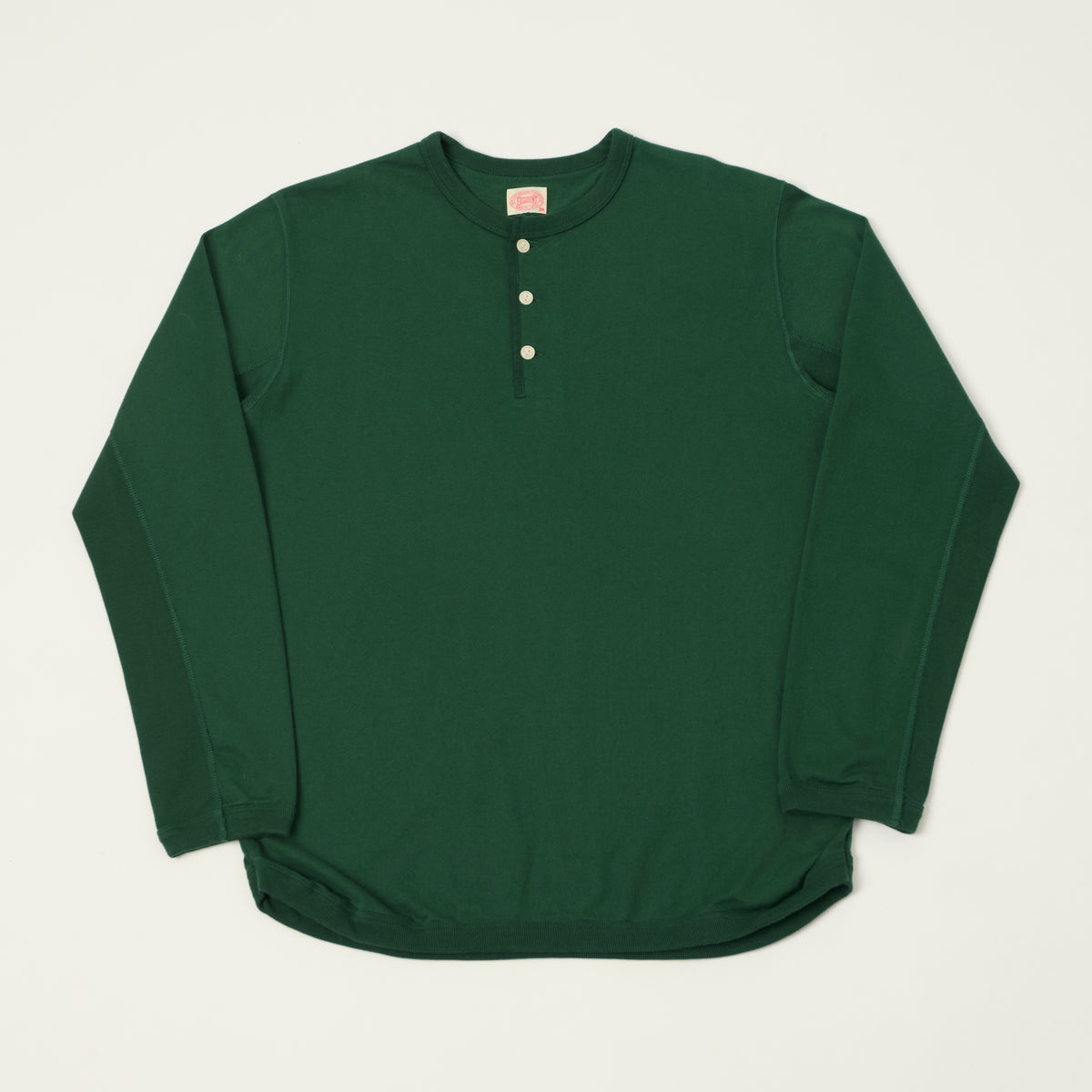 FULLCOUNT 5222LH Flat Seam Heavyweight Henley - Dark Green