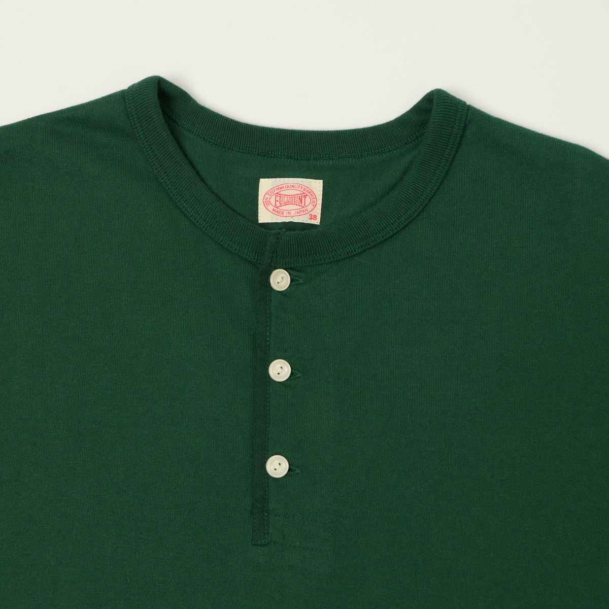 FULLCOUNT 5222LH Flat Seam Heavyweight Henley - Dark Green