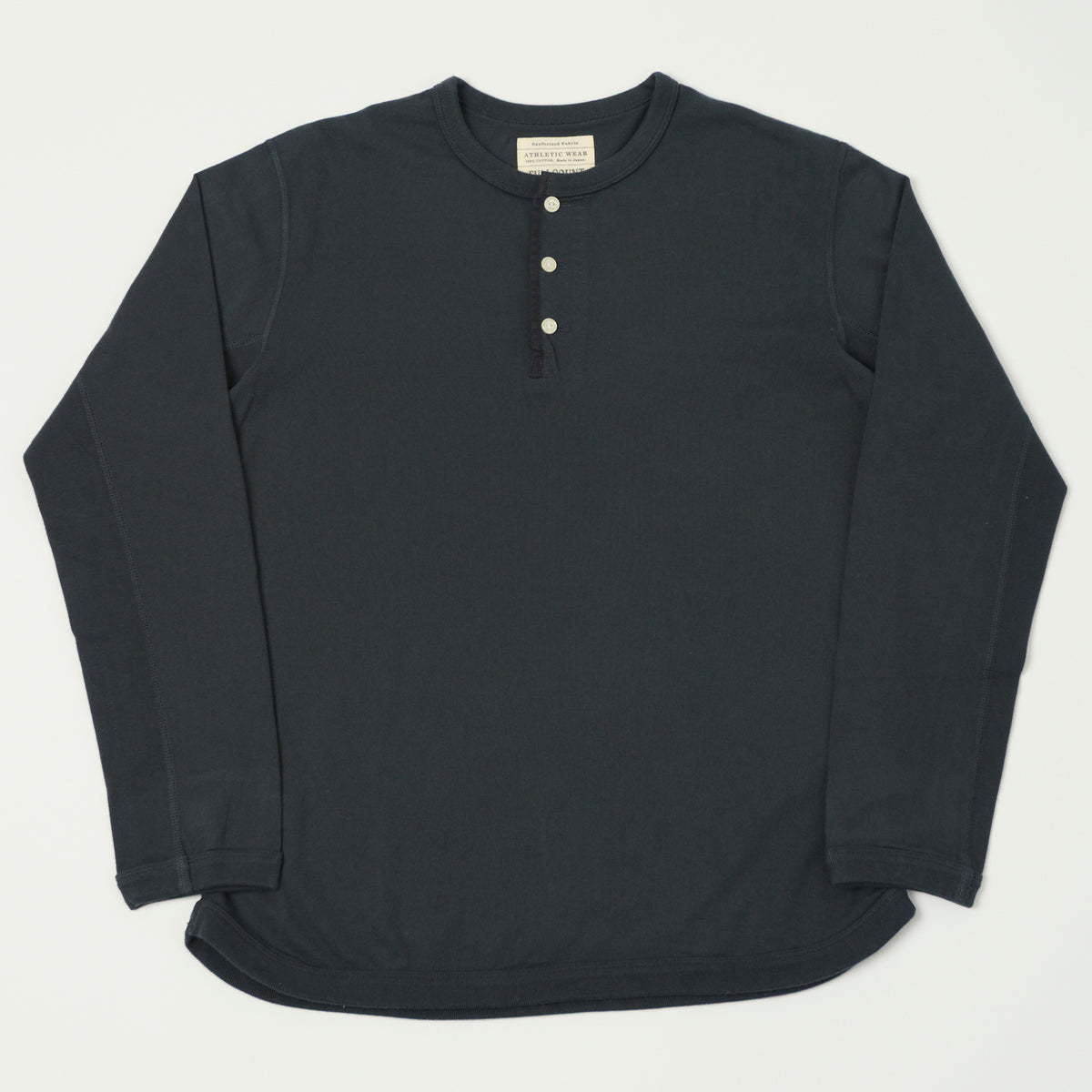 FULLCOUNT 5222LH Flat Seam Heavyweight Henley - Ink Black