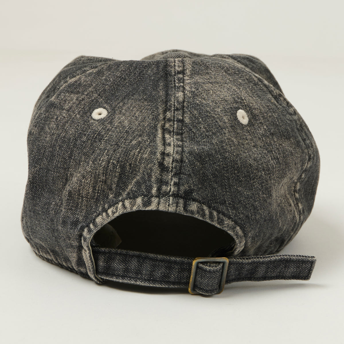 FULLCOUNT 6843 Six Panel Denim Baseball Cap 'F' Patch - Black Vintage Wash