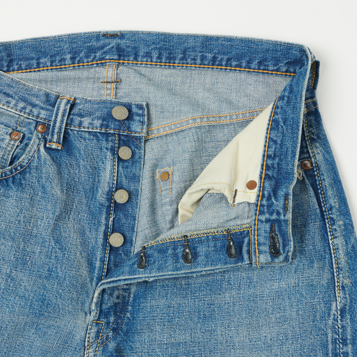FULLCOUNT 0105HA Patched 13.7oz Wide Straight Jean - 'Dartford' Wash