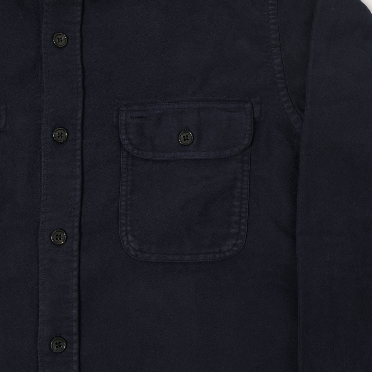 Hartford 'Paco Pat' Brushed Chamois Shirt - Marine Blue