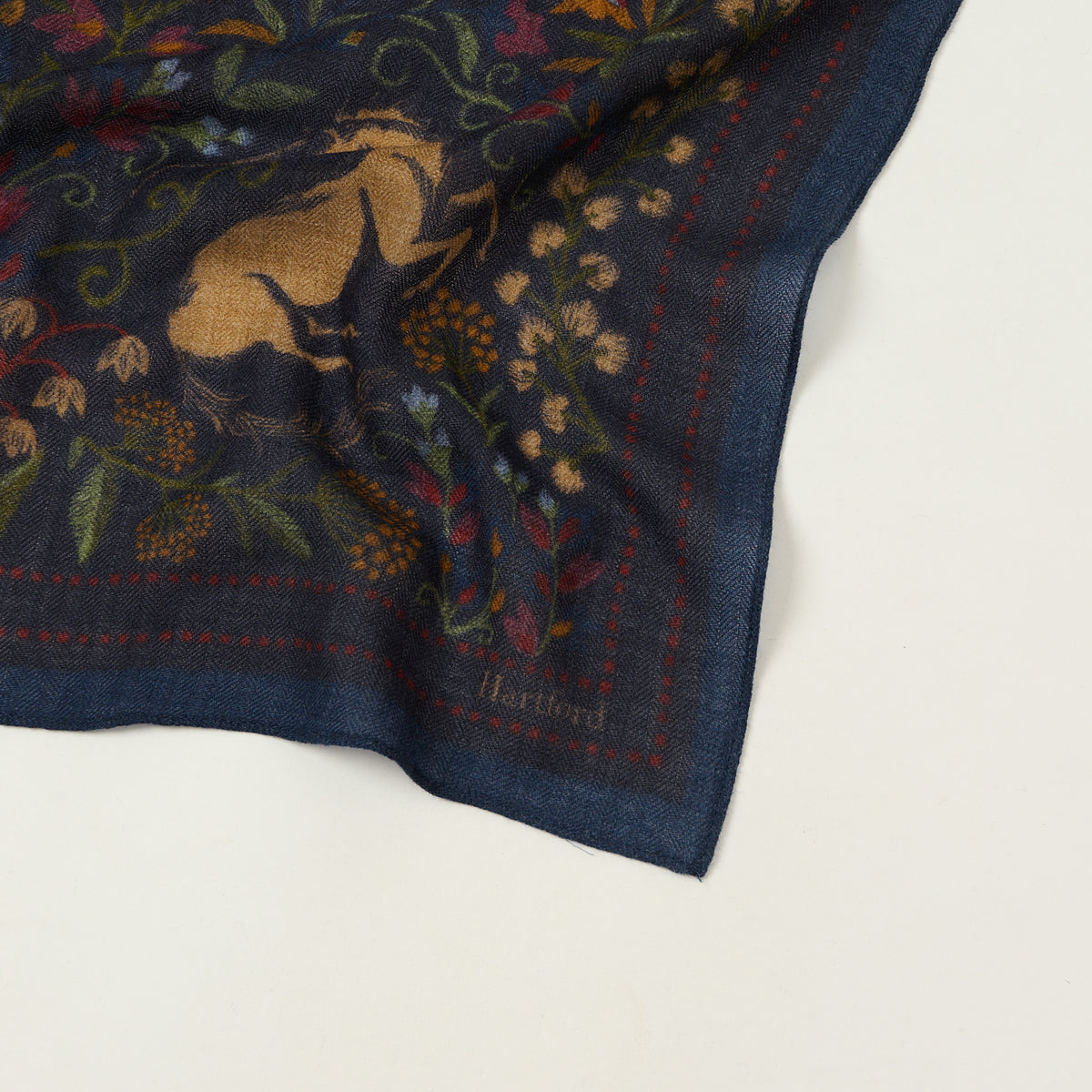 Hartford 'Unicorn' Wool Bandana Scarf - Indigo
