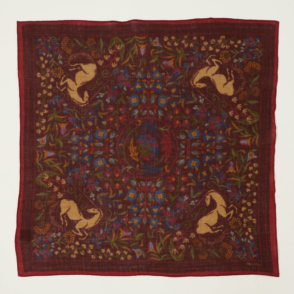 Hartford 'Unicorn' Wool Bandana Scarf - Wine