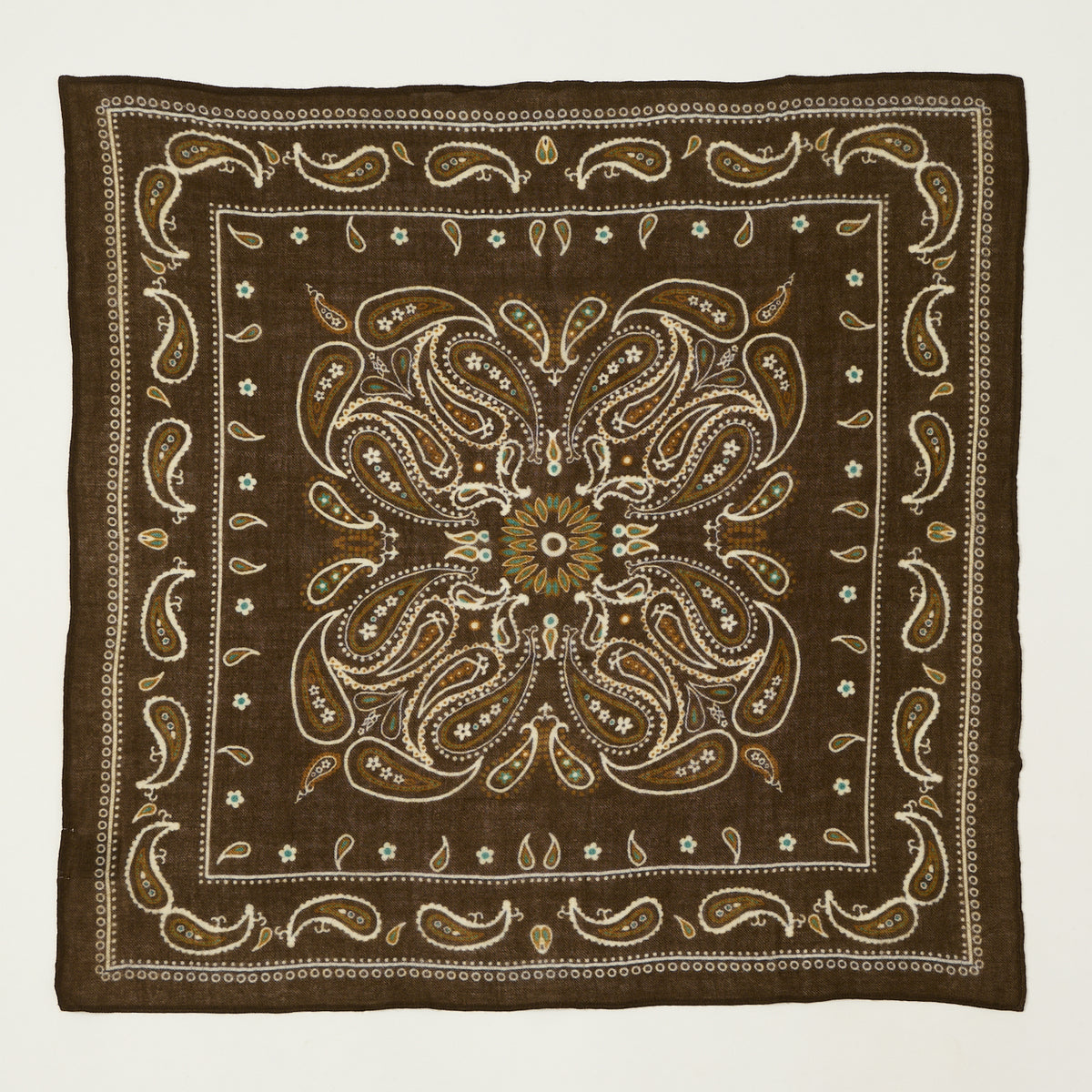 Hartford Paisley Wool Bandana Scarf - Brown