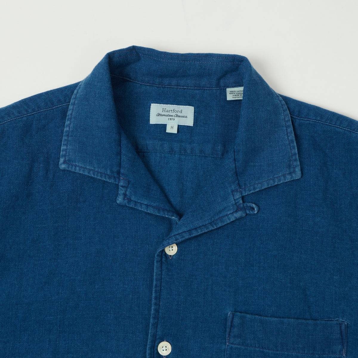 Hartford 'Palm' Camp Collar Shirt - Indigo
