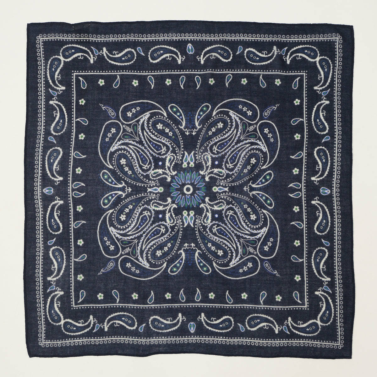 Hartford Paisley Wool Bandana Scarf - Navy