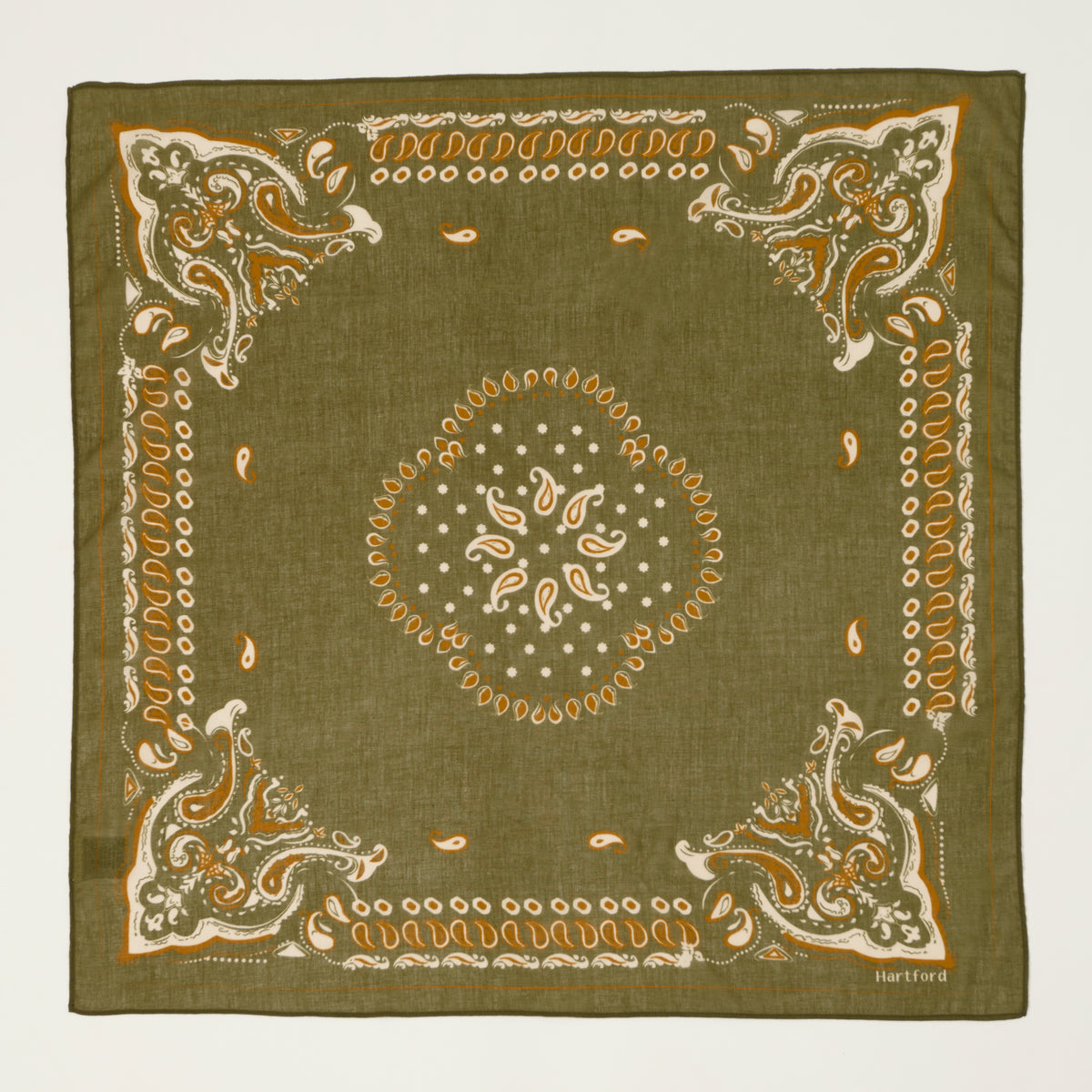 Hartford Paisley Cotton Bandana - Army