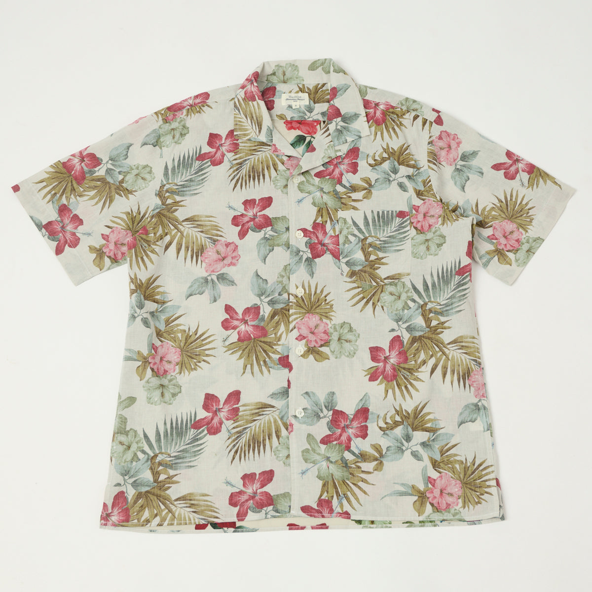 Hartford 'Palm' Camp Collar Hawaiian Shirt - Stone