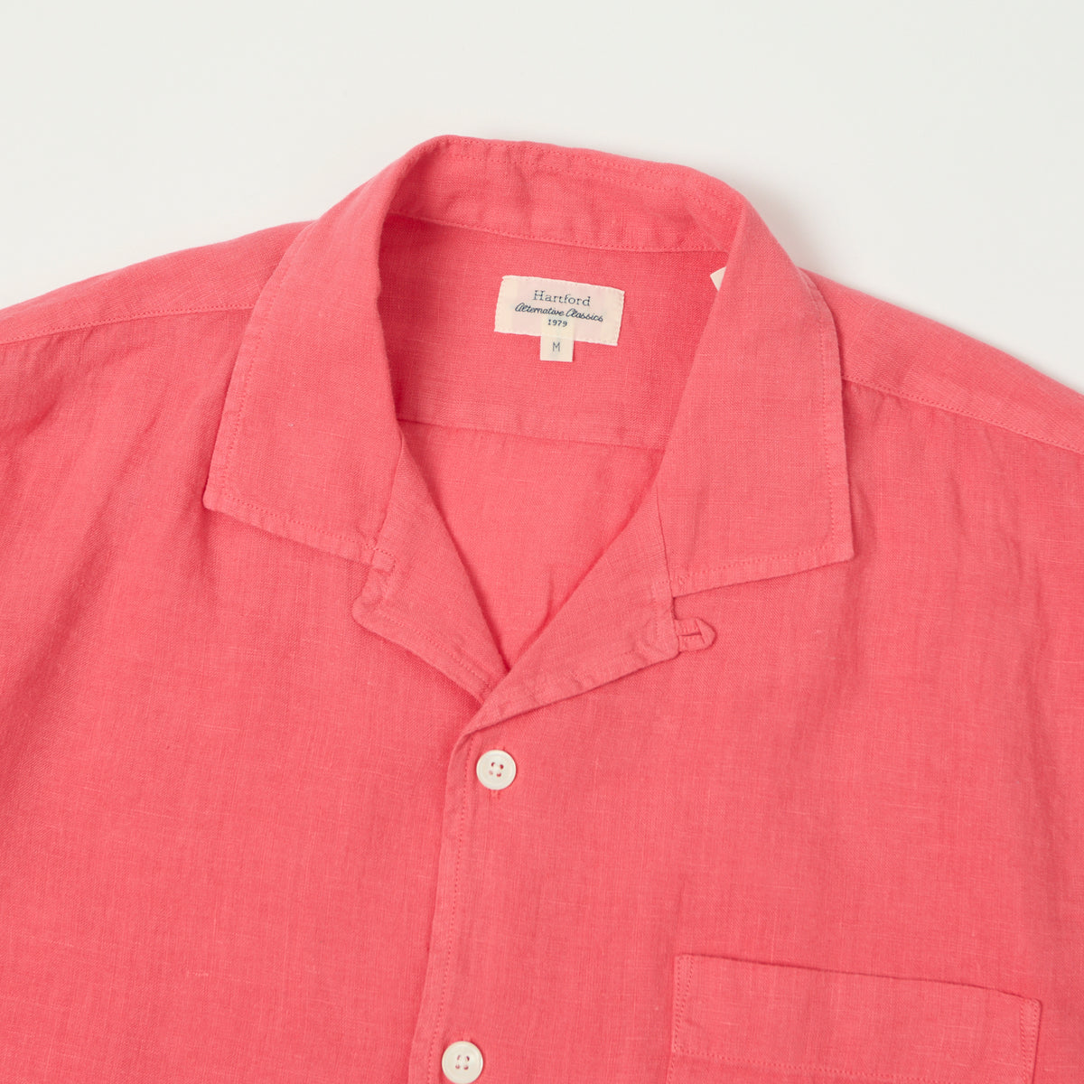 Hartford 'Palm' Camp Collar Linen Shirt - Tangerine
