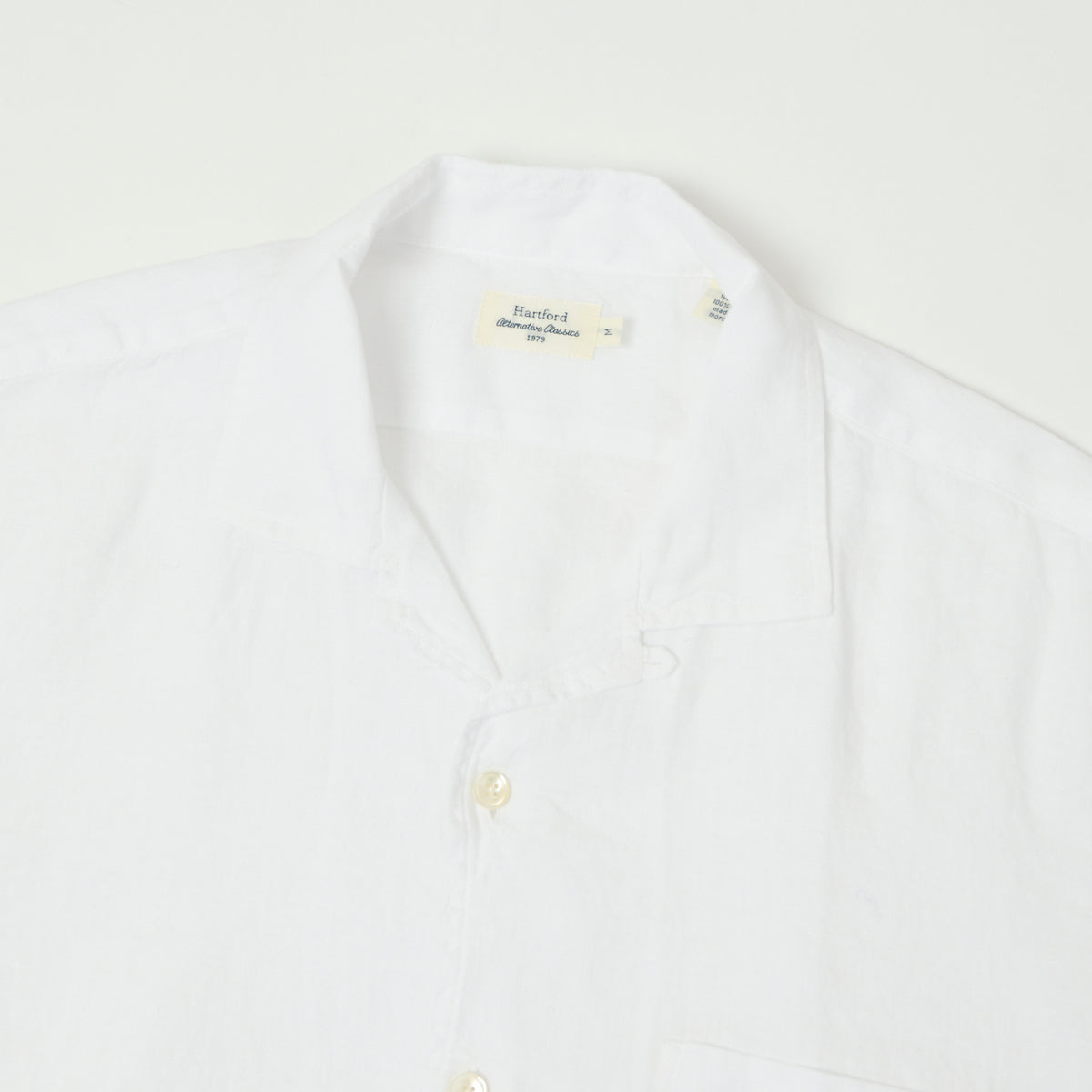 Hartford 'Palm' Camp Collar Linen Shirt - White