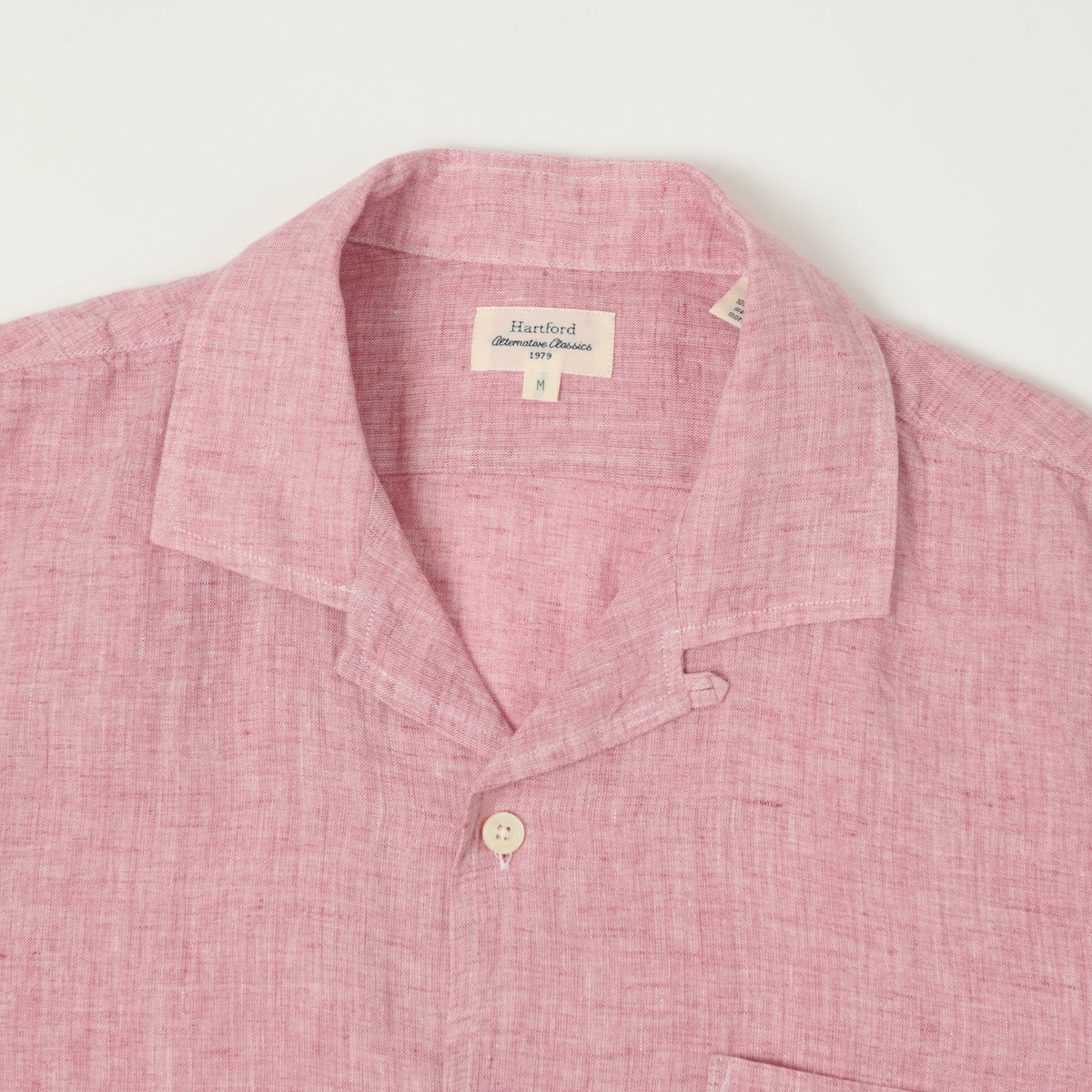 Hartford 'Palm' Camp Collar Linen Shirt - Pink