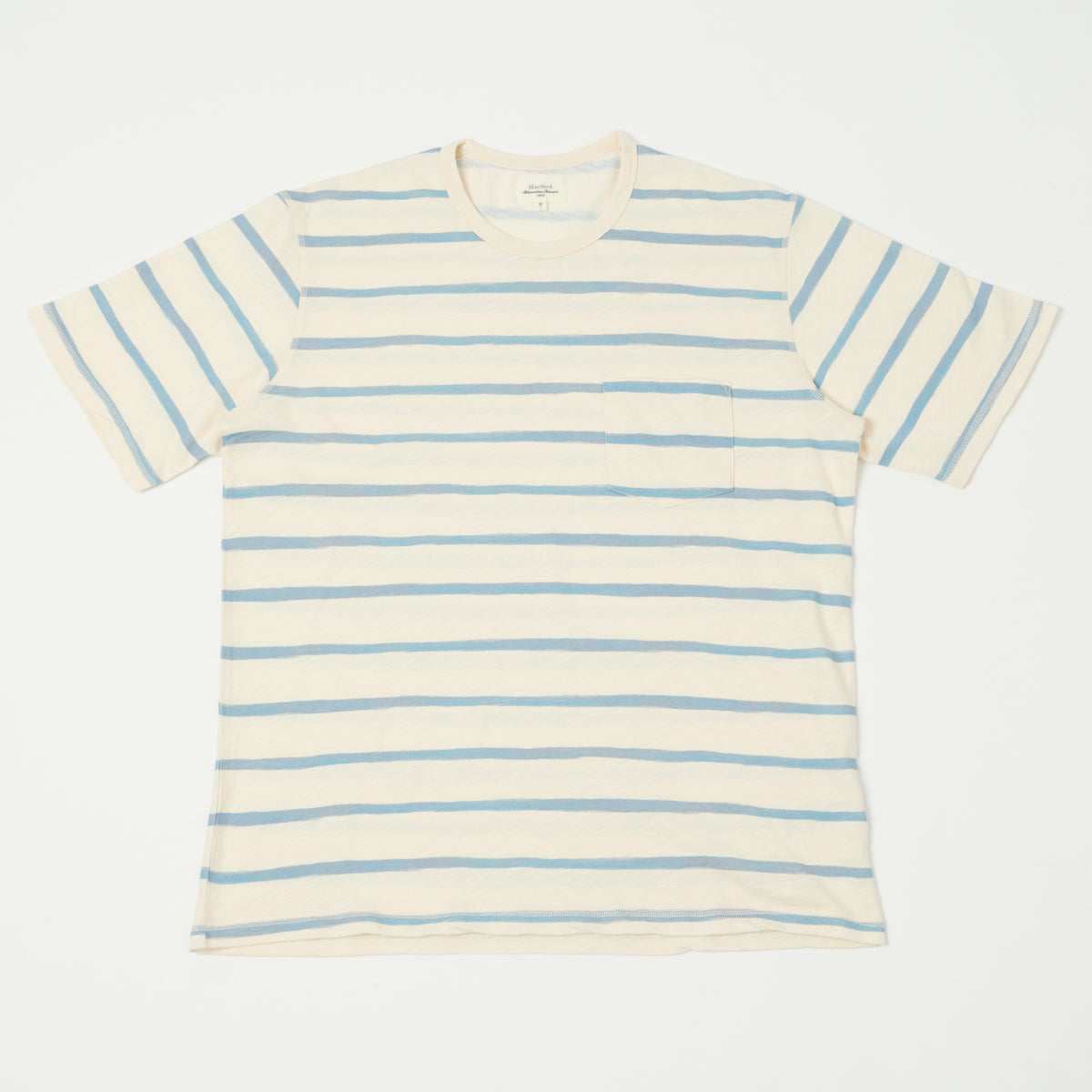 Hartford Painted Stripe T-Shirt - Ecru/Blue