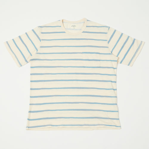 Hartford Painted Stripe T-Shirt - Ecru/Blue