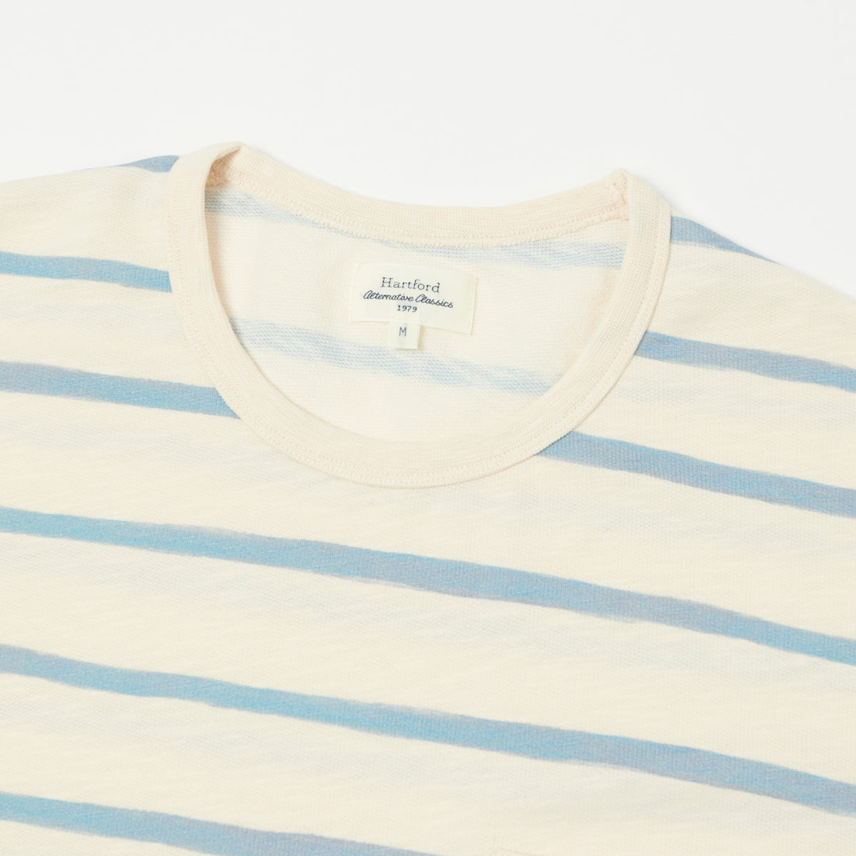 Hartford Painted Stripe T-Shirt - Ecru/Blue