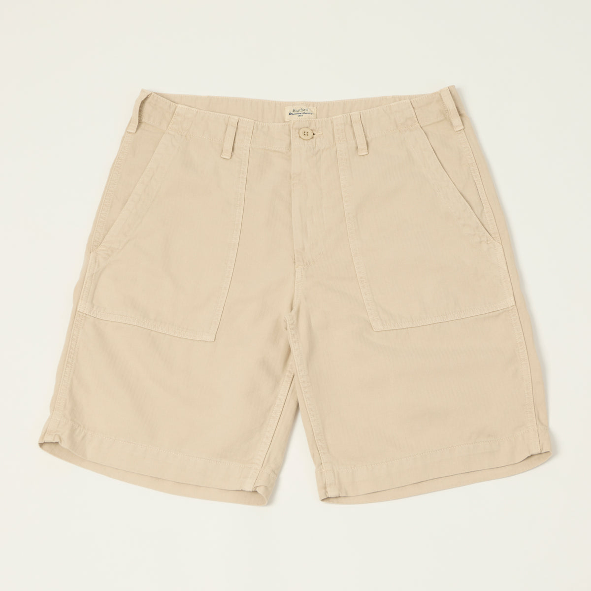 Hartford Herringbone Fatigue Shorts - Stone