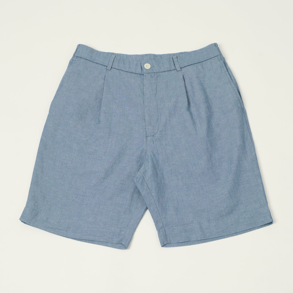Hartford 'Task' Chambray Pleated Shorts - Blue