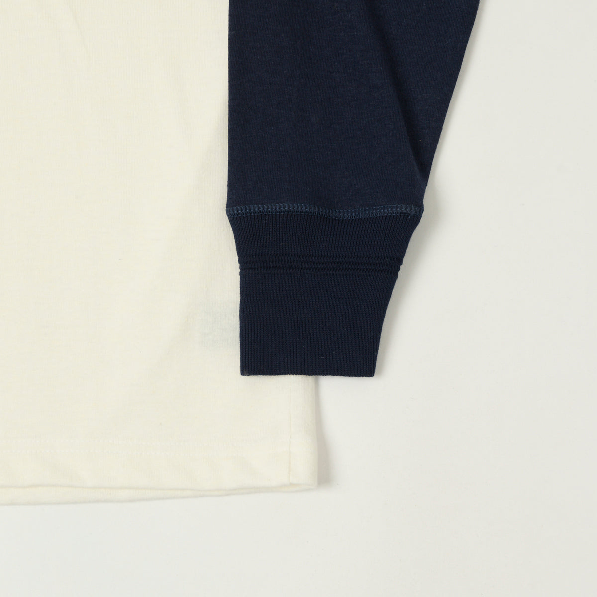 Heimat Cotton Hemp Contrast Sleeve T-Shirt - White/Ink
