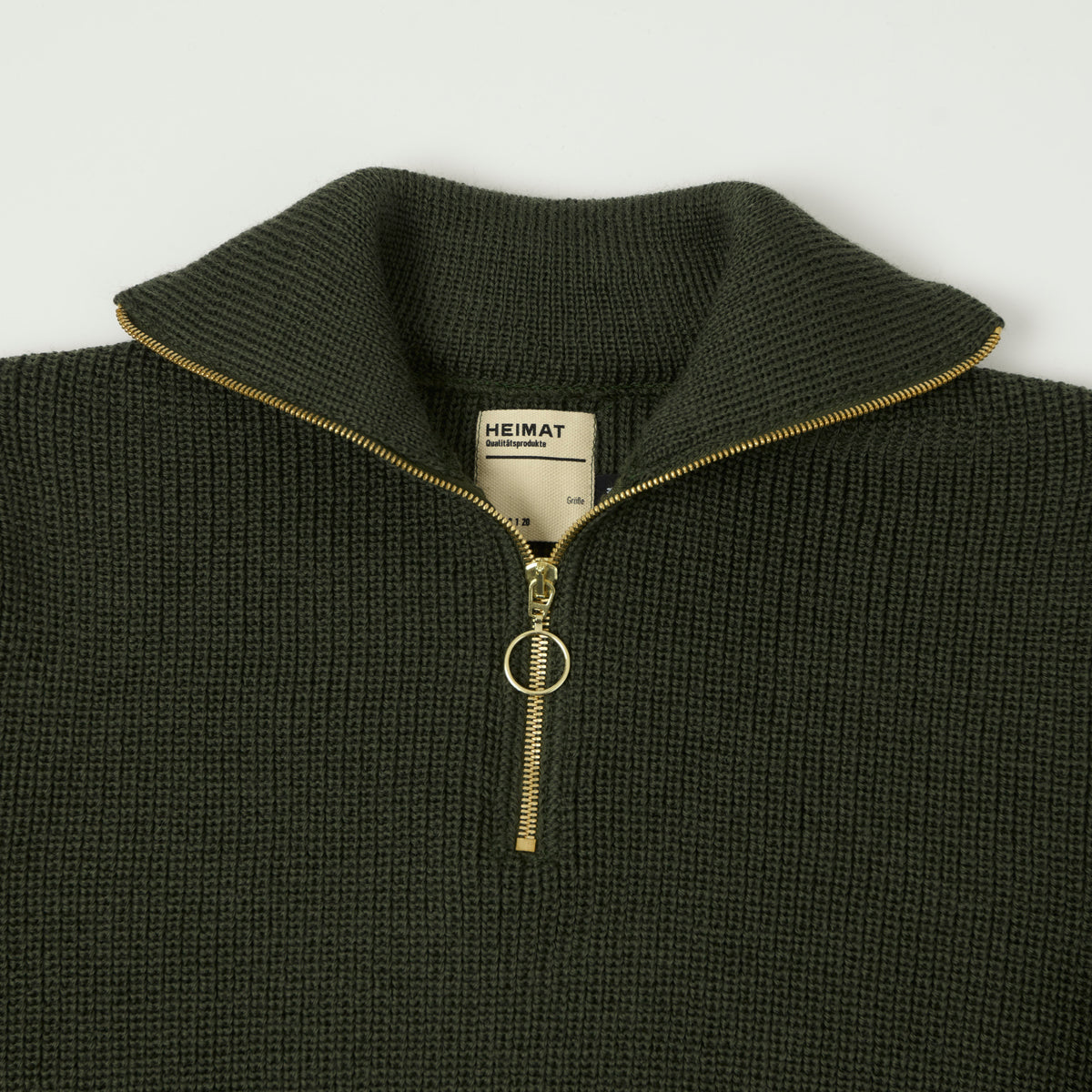 Heimat 'Segler' Quarter Zip Skipper Jumper - Military Green