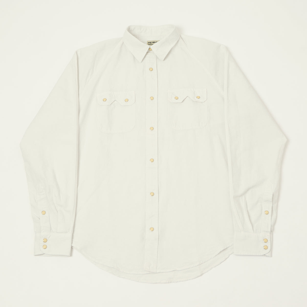 Heimat Raglan Sleeve Cotton Hemp Western Shirt - White