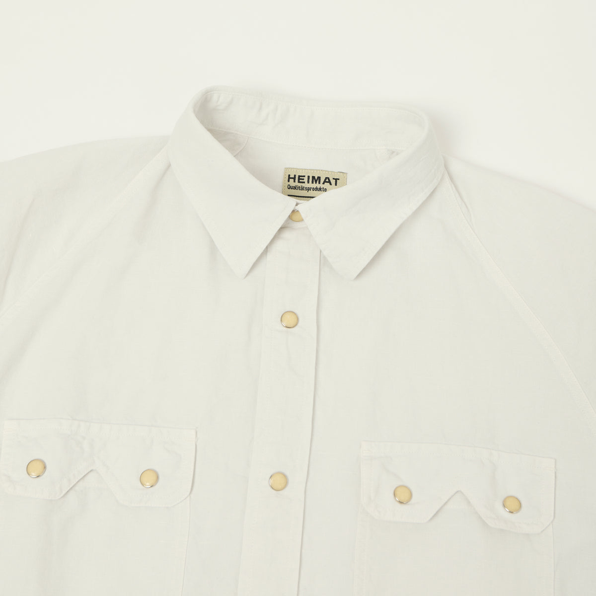 Heimat Raglan Sleeve Cotton Hemp Western Shirt - White