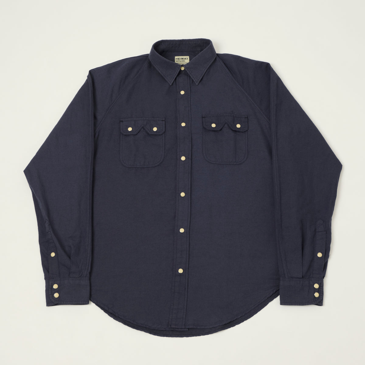 Heimat Raglan Sleeve Cotton Hemp Western Shirt - Ink