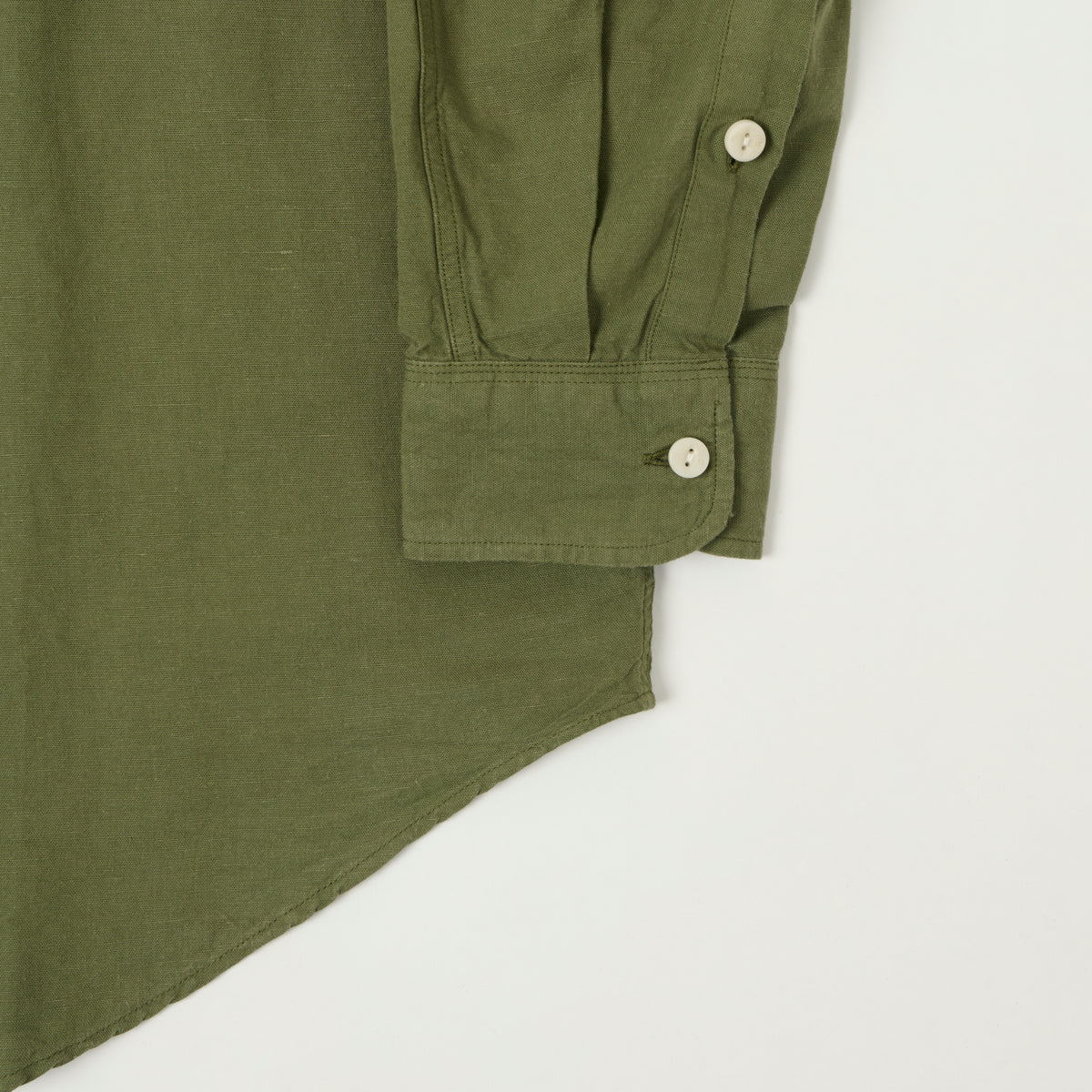 Heimat Raglan Sleeve Cotton Hemp Work Shirt - Military Green