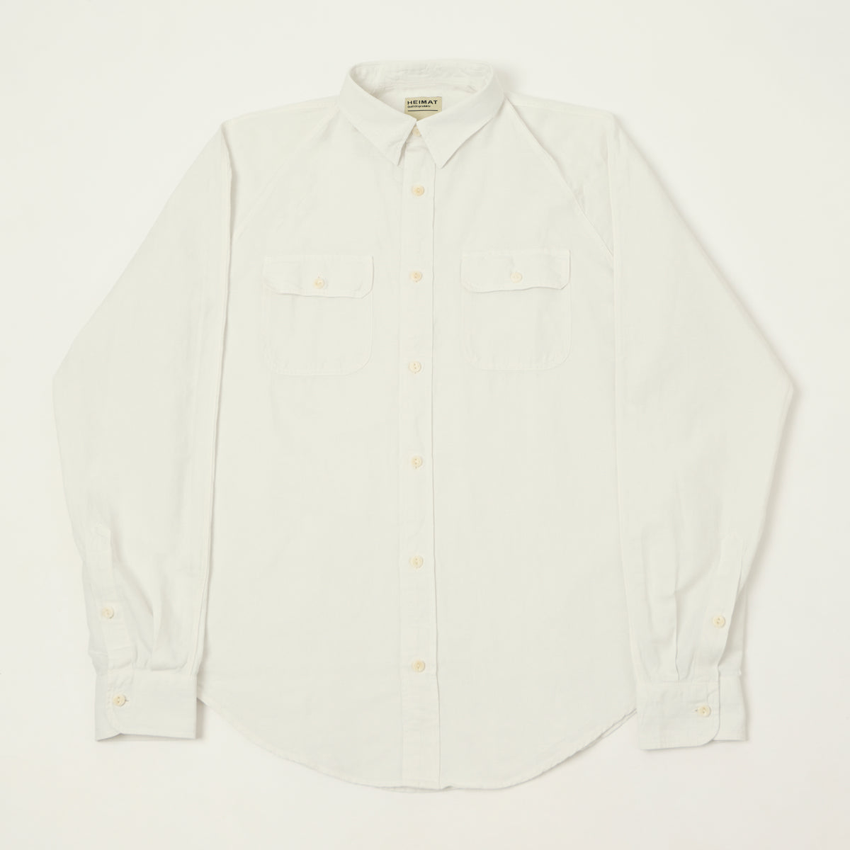 Heimat Raglan Sleeve Cotton Hemp Work Shirt - White