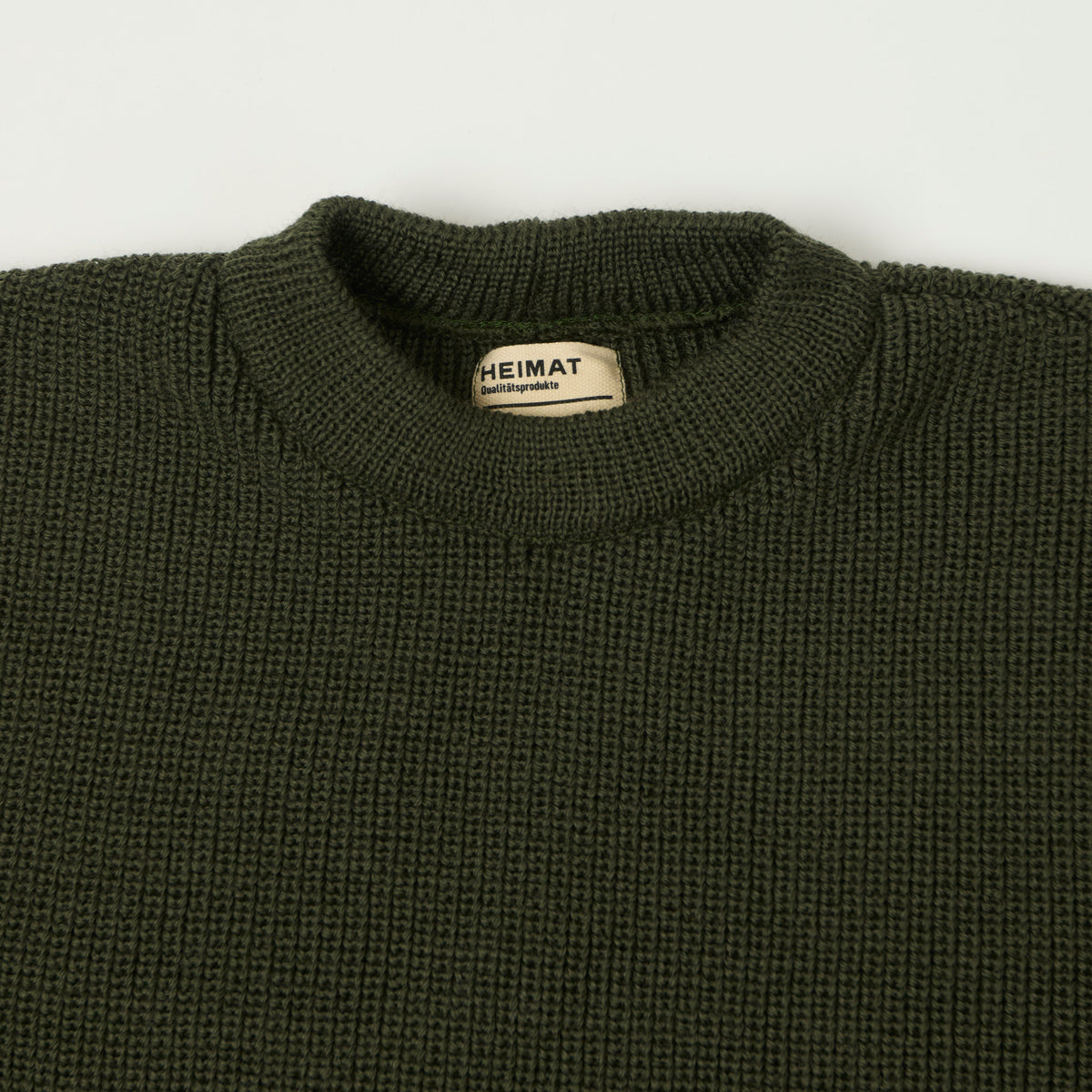 Heimat 'Rundhals' Crew Neck Jumper - Military Green