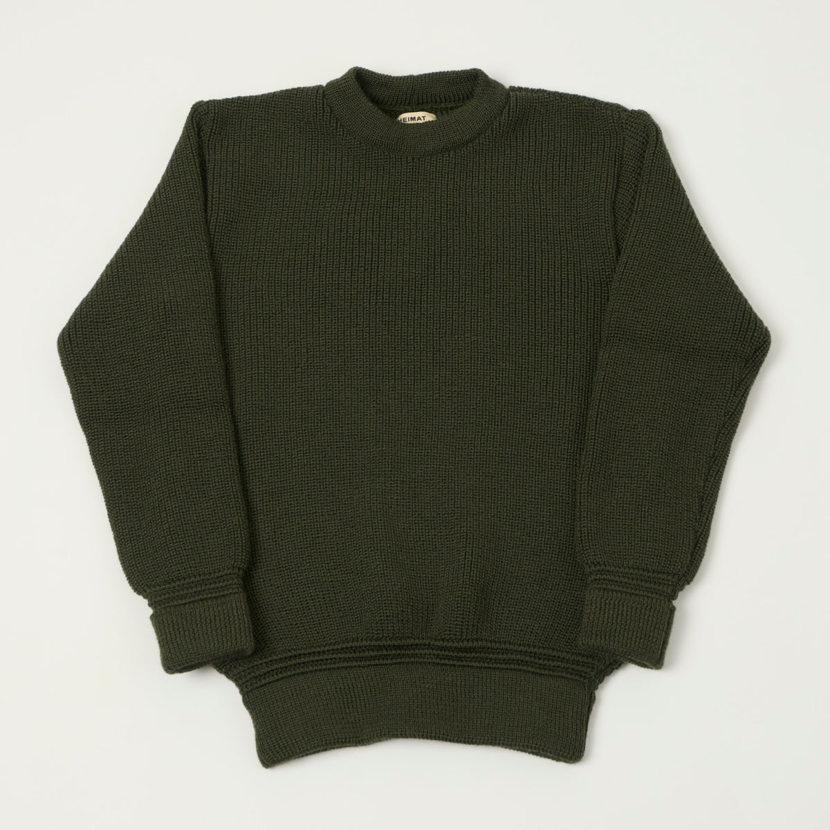 Heimat 'Rundhals' Crew Neck Jumper - Military Green