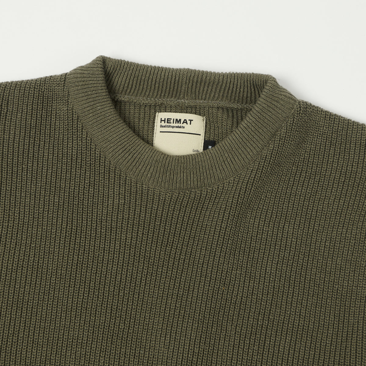 Heimat 'Rundhals' Cotton Linen Crew Neck Sweater - Military Green