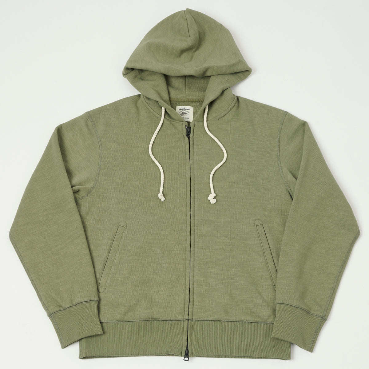 Jackman GG Zip Through Sweat Parka - Olive