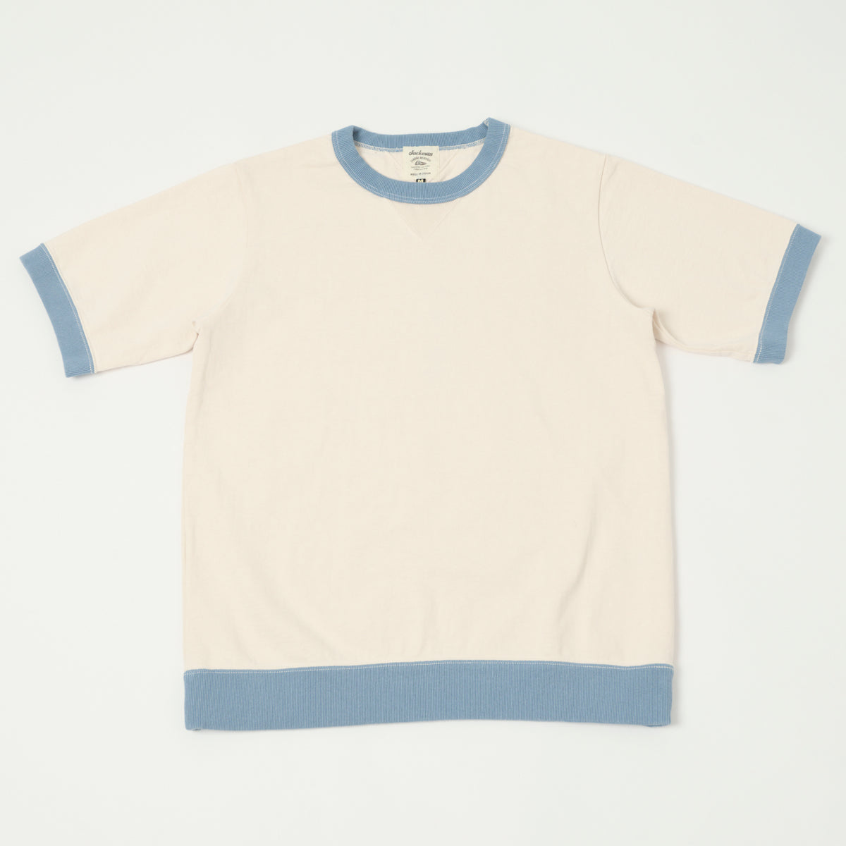 Jackman Dotsume Rib T-Shirt - Soft Pink/Blue Grey
