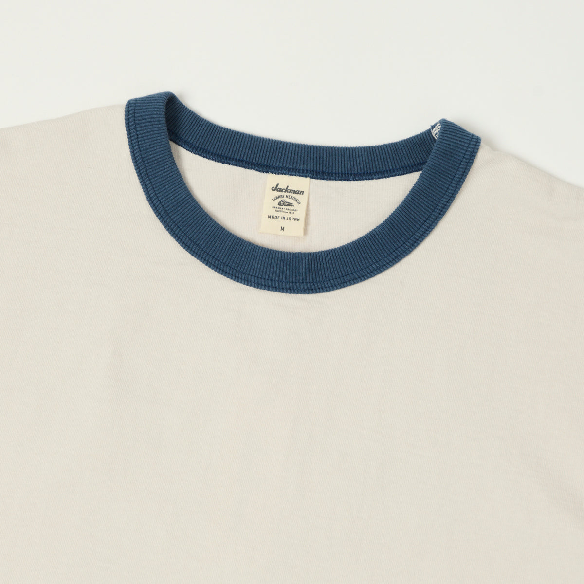Jackman Long Sleeve Dotsume T-Shirt - Rosin White/Blue