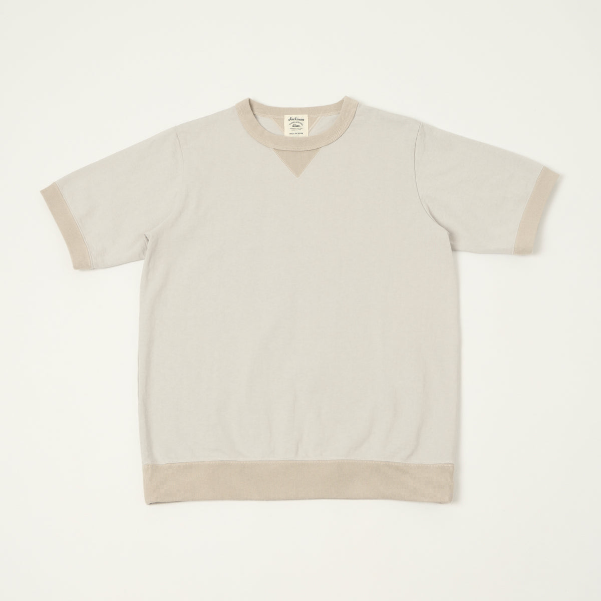 Jackman Dotsume Rib T-Shirt - Retro Silver/Dark Beige