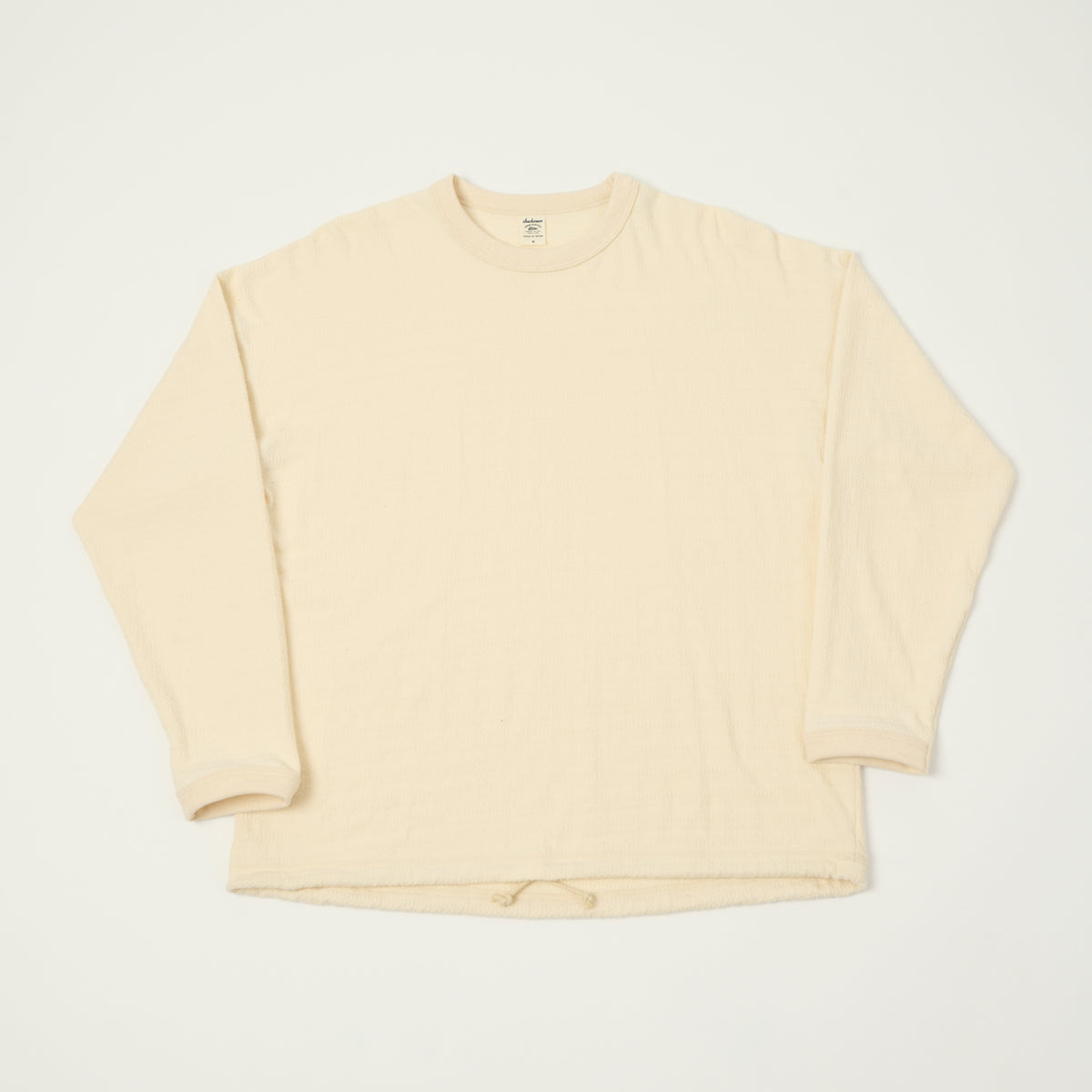 Jackman Jacquard Knit Long Sleeve Tee - Ecru