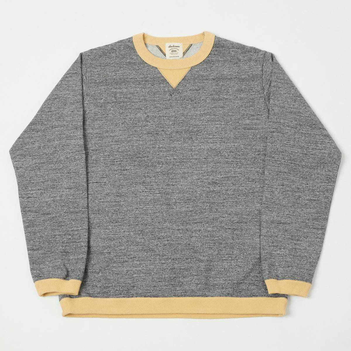 Jackman Long Sleeve Dotsume Rib T-Shirt - Charcoal/Butter