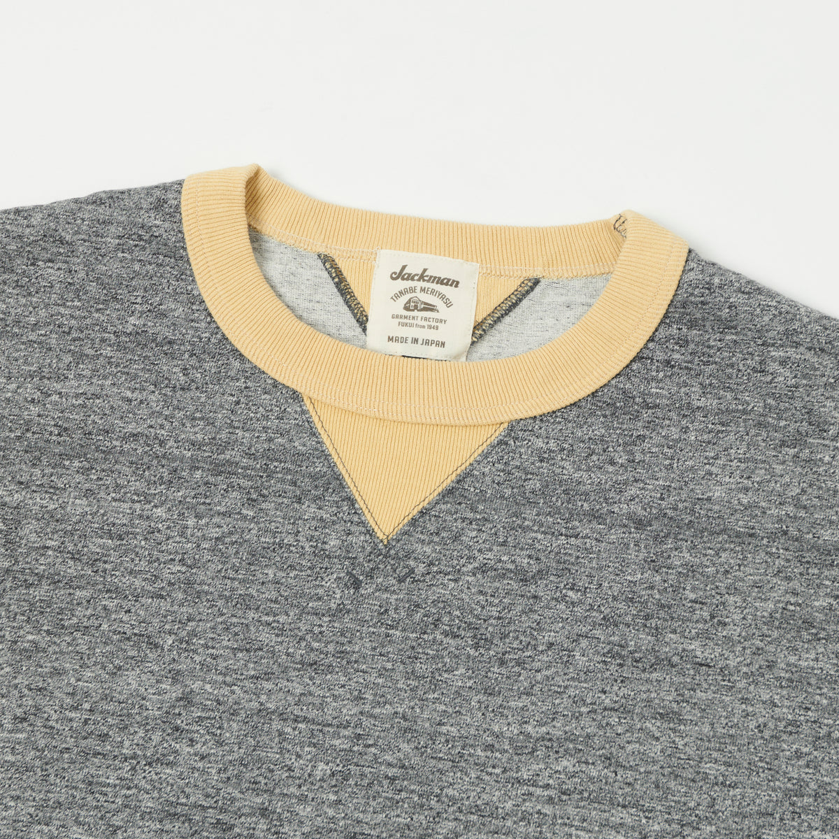 Jackman Long Sleeve Dotsume Rib T-Shirt - Charcoal/Butter