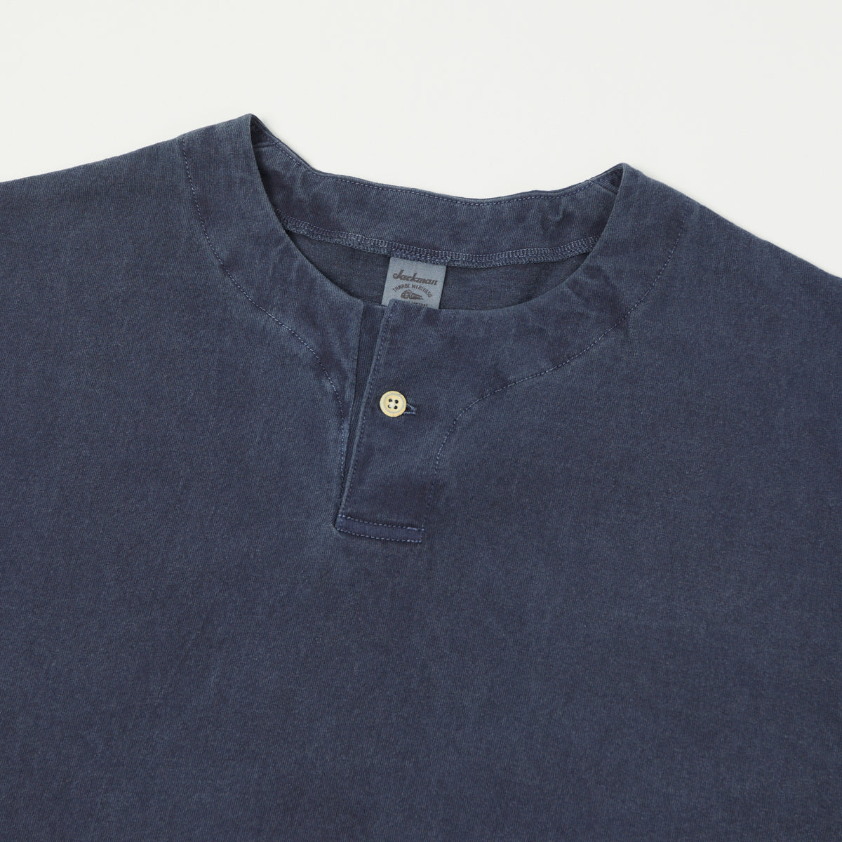 Jackman Pigment Dye Henley T-Shirt - Faded Navy