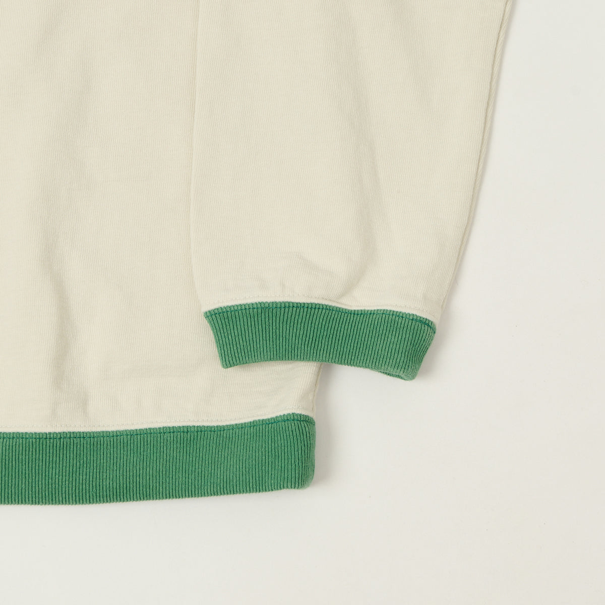 Jackman Long Sleeve Dotsume Rib T-Shirt - Ivory/Green