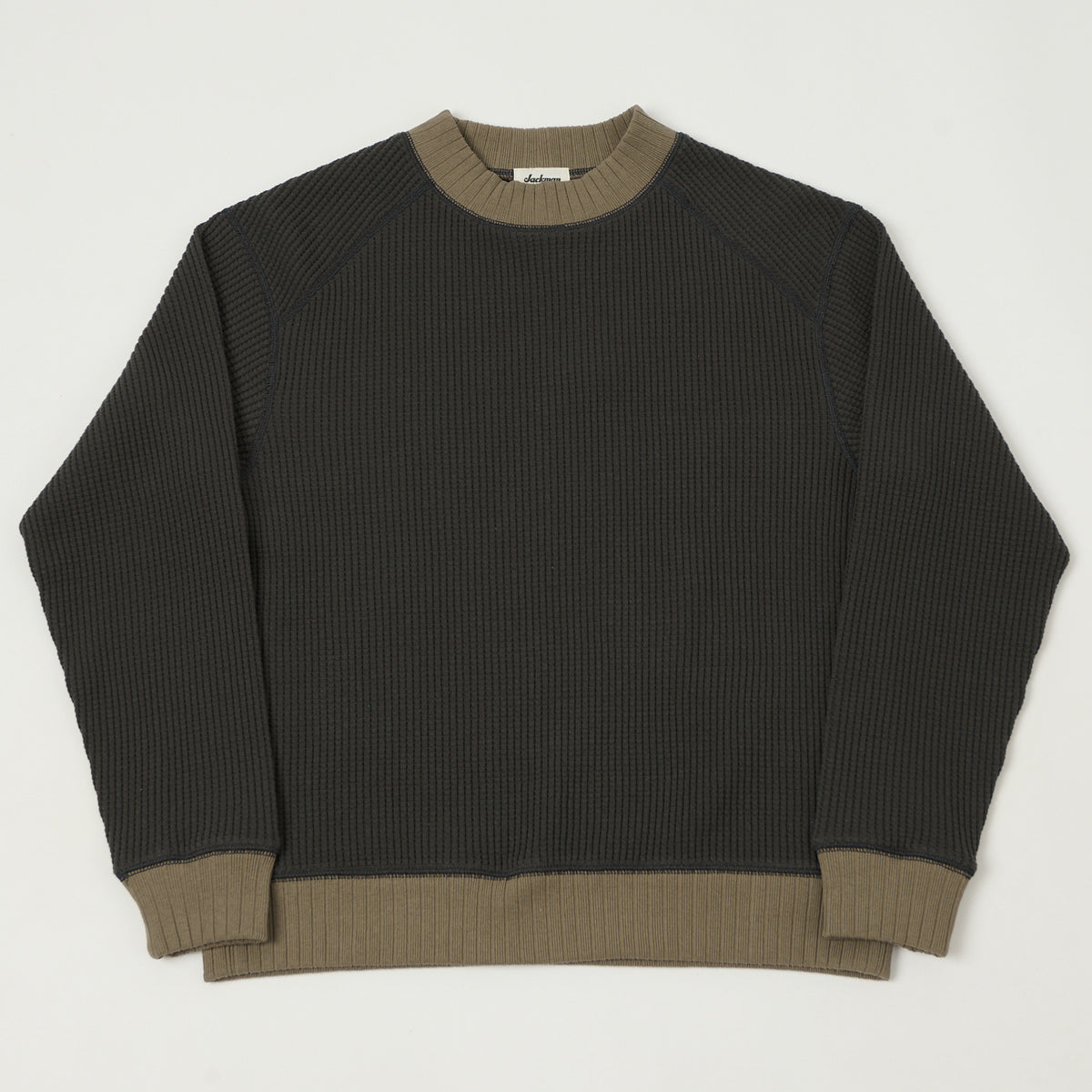 Jackman Midneck Waffle Sweatshirt - Ink Black/Sepia