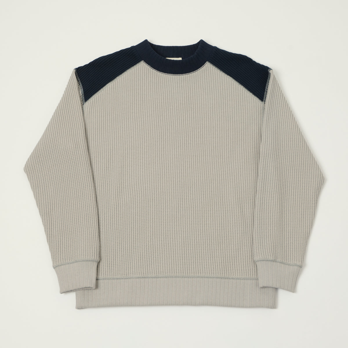 Jackman Midneck Waffle Sweatshirt - Concrete/Navy