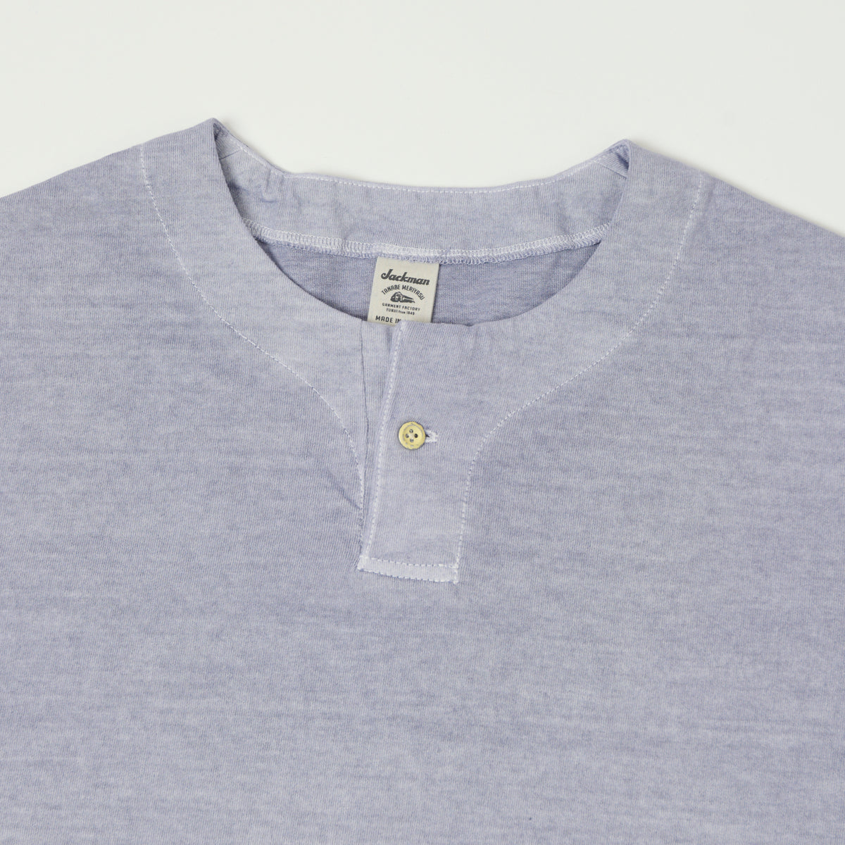 Jackman Pigment Dye Henley T-Shirt - Fade Lilac