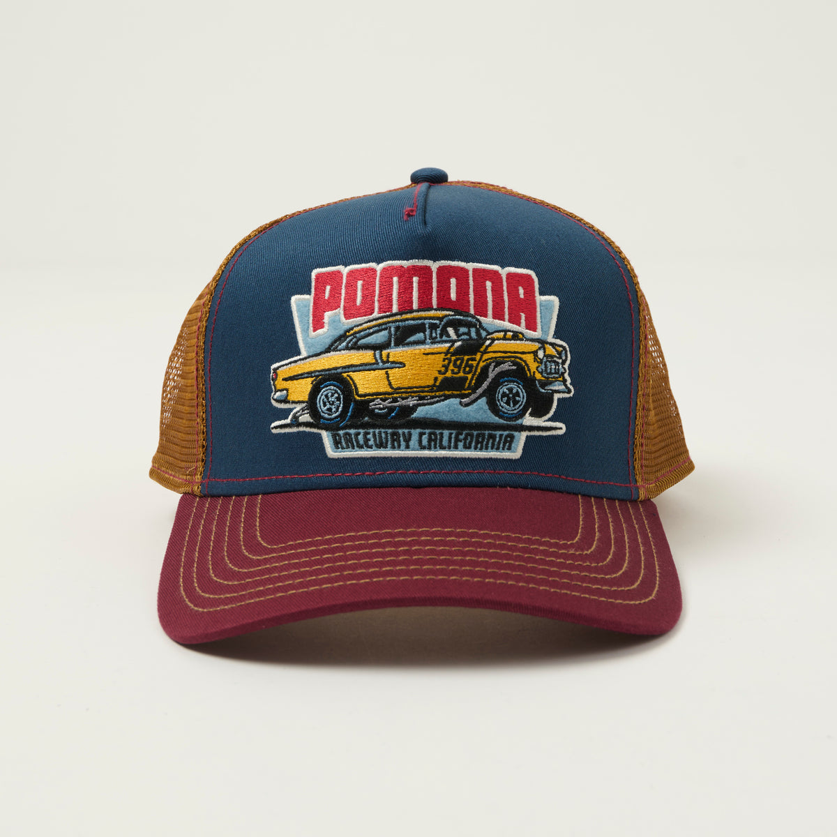 JJ Hats 'Pomona' Trucker Cap - Burgundy/Blue