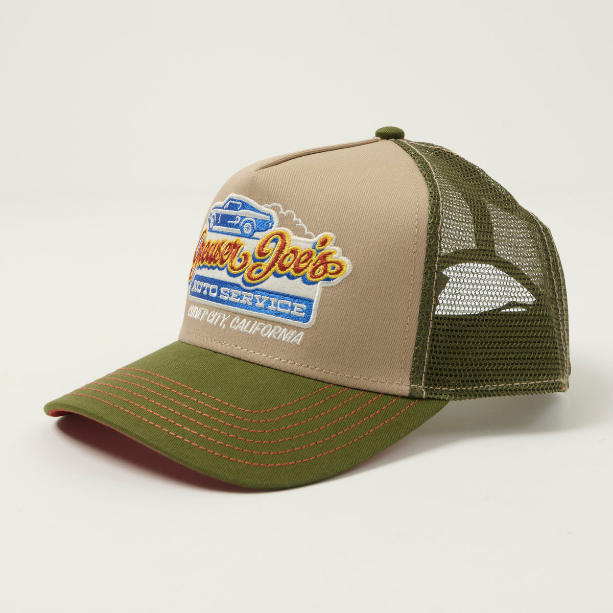 JJ Hats 'Greaser Joe's' Trucker Cap - Beige/Green