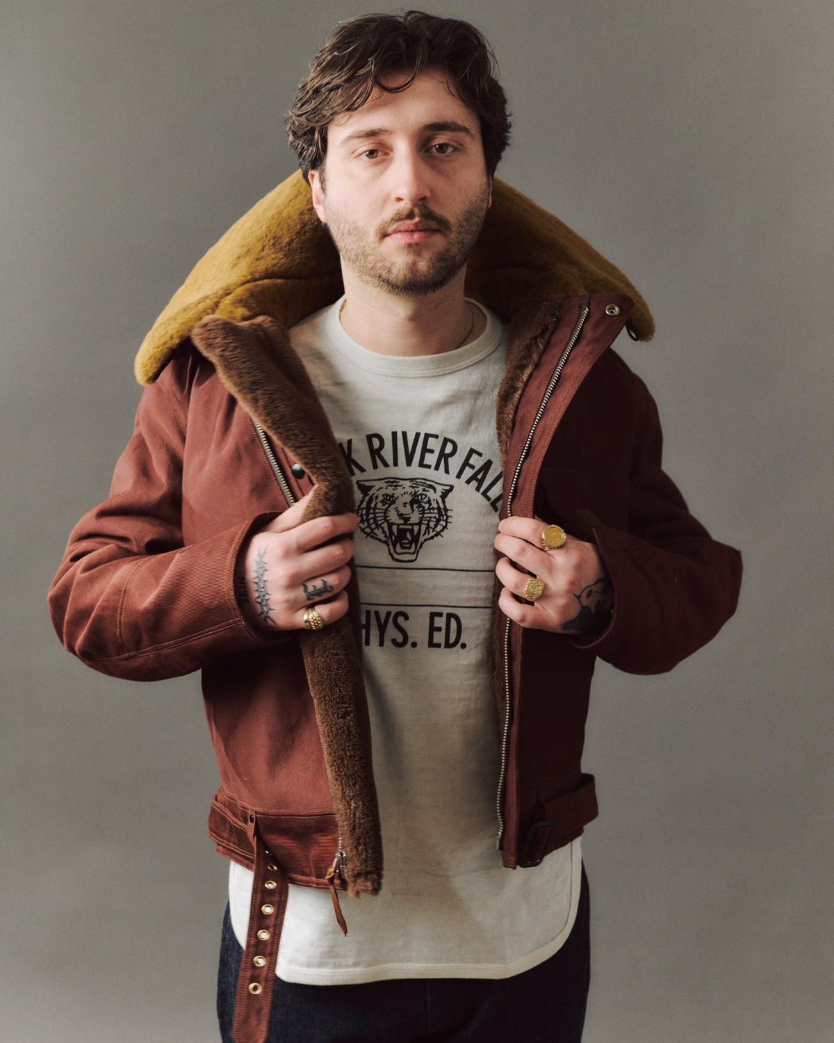 Freewheelers & Co 'Wind Master' Winter Flying Jacket - Red Brown