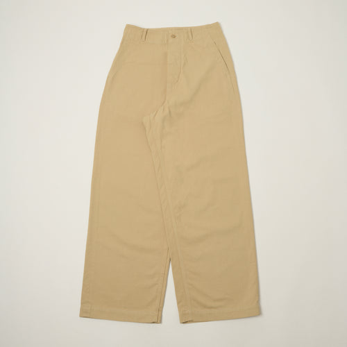 Kaptain Sunshine Cotton Drill Wide Pants - Khaki