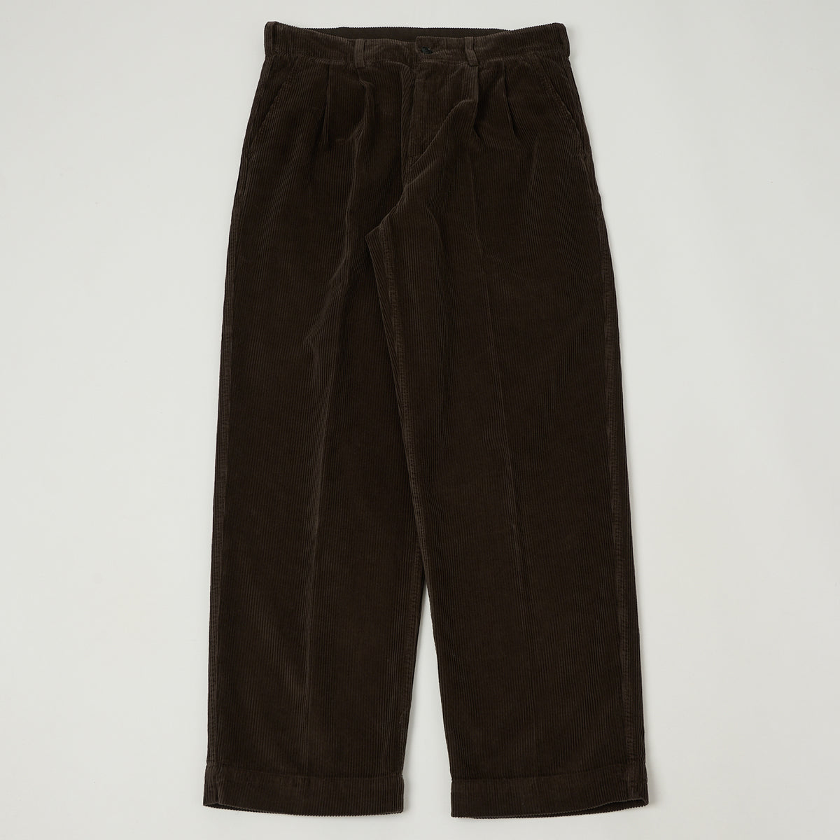Knickerbocker 'Canal' Pleated Corduroy Trousers - Coffee