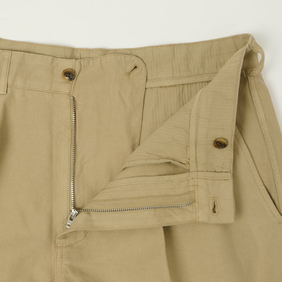 Knickerbocker 'Canal' Pleated Cotton Linen Shorts - Khaki